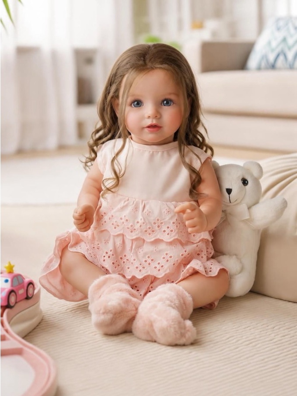Dara 20" Lifelike Reborn Baby Girl Doll, Long Brown Hair - New in Box